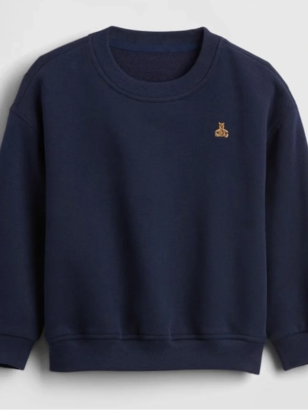 GAP Navy Crewneck Sweatshirt with Small Gold Bear Patch
